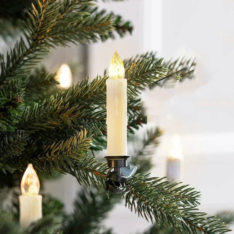Bougie De Noël LED Cierge Déco Sapin avec Télécommande
